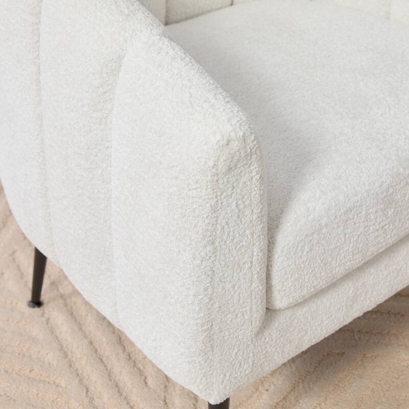 29.9" W Mid-Century Chenille Armchair with Metal Legs