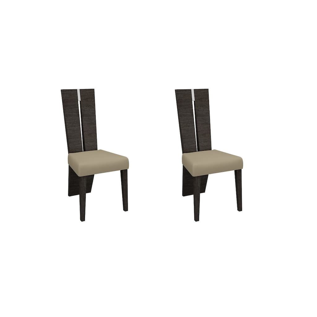 HomeRoots Set of Two Gray And Dark Brown Upholstered Dining Side Chairs