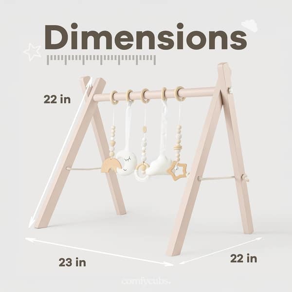 dimension image slide 2 of 3, Wooden Baby Play Gym, Baby Activity Gym by Comfy Cubs