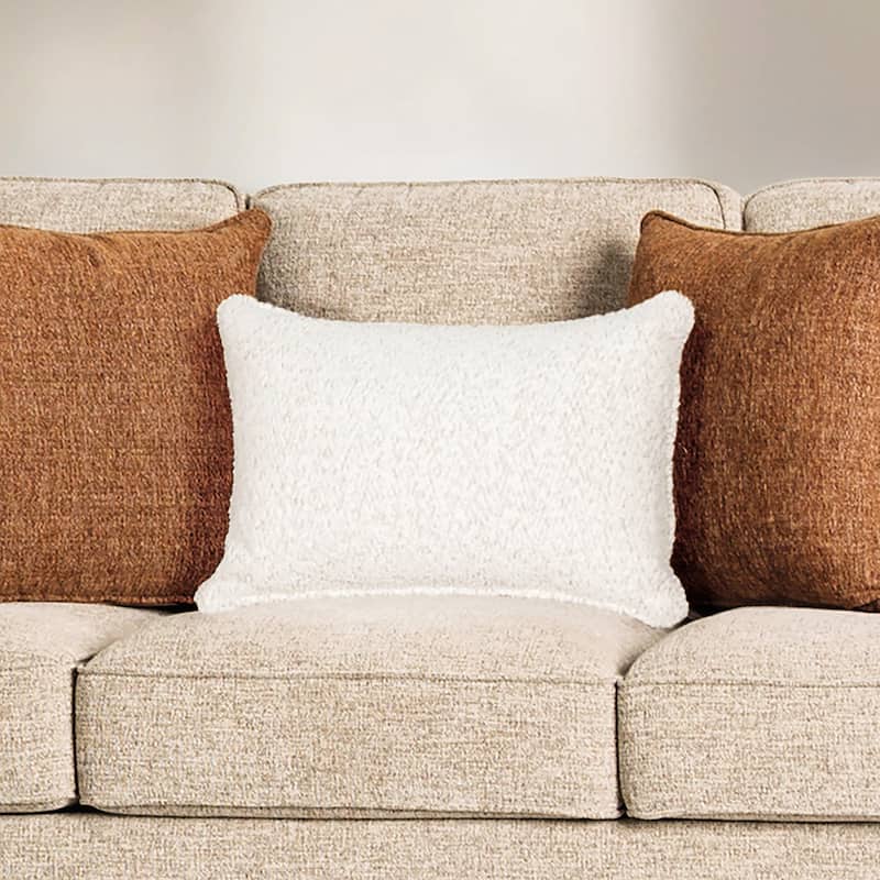 Furniture of America Mootle 3-Piece Taupe Kiln-Dried Wooden Frame Sofa Set with Pillows