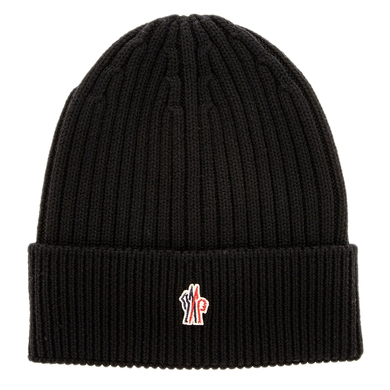Moncler Rib Knit Wool Beanie - Black