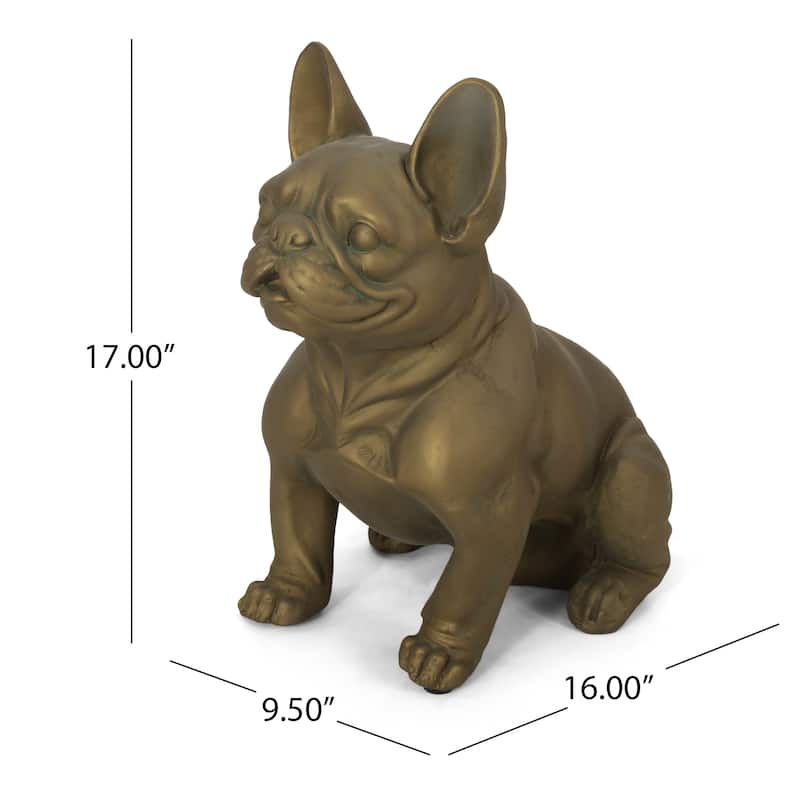 Outdoor Dog Garden Glass Sculpture, Outdoor French Bulldog Garden Statue, Rustic Gold, No Assembly Required