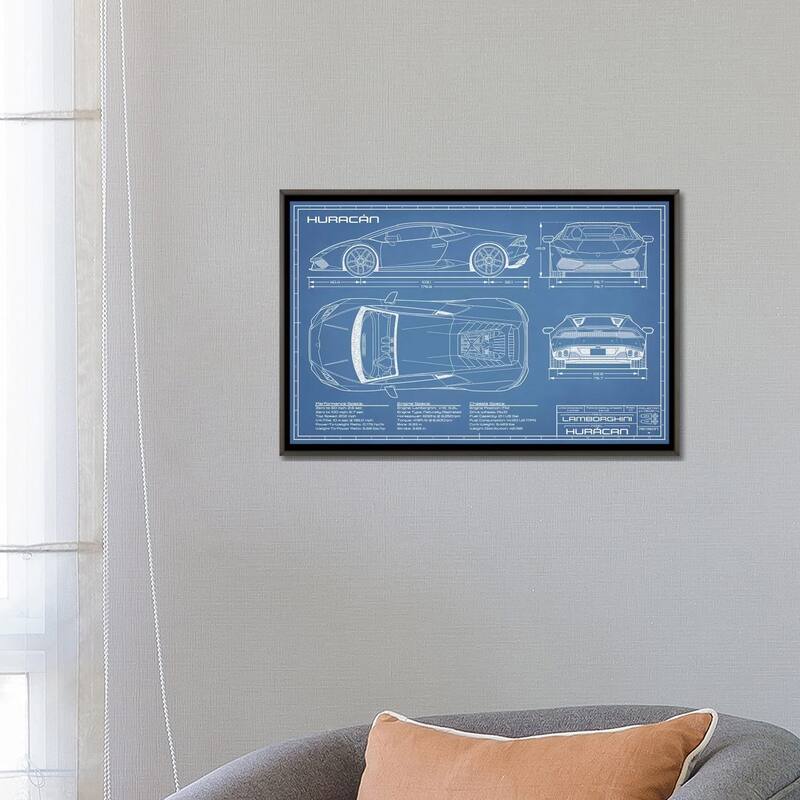 iCanvas "Lamborghini Huracan LP 610-4 Blueprint" by Action Blueprints Framed