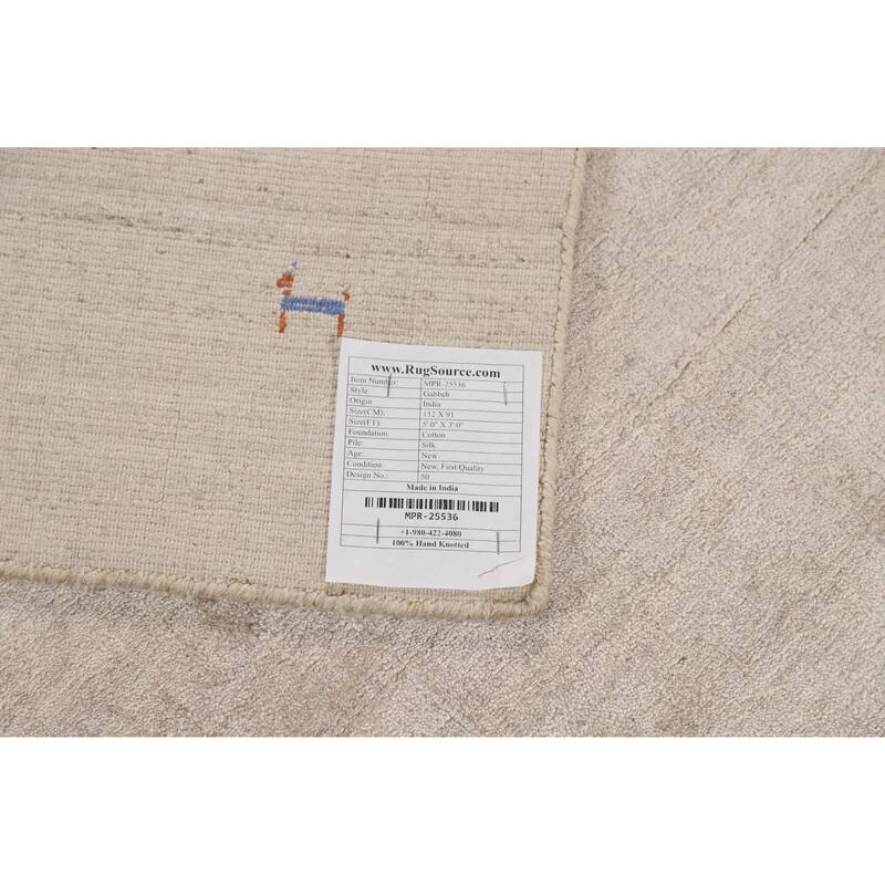 Tribal Gabbeh Indian Foyer Rug Handmade Silk Carpet - 3'0"x 5'0"