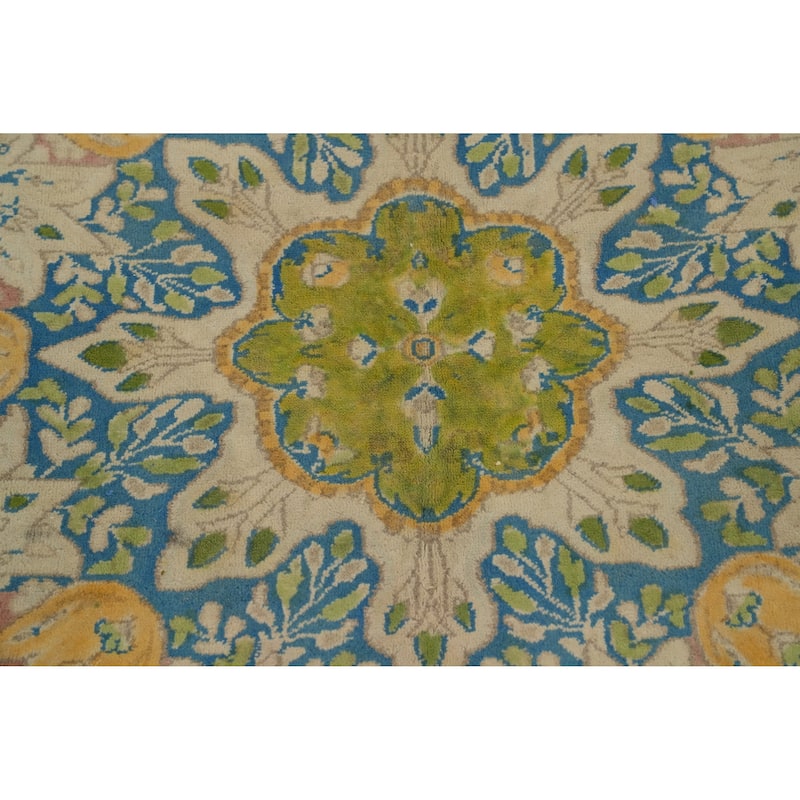Hand Knotted Oriental 100% Wool Carpet Traditional Floral Pink Kerman Area Rug - 12' 0'' X 8' 1''