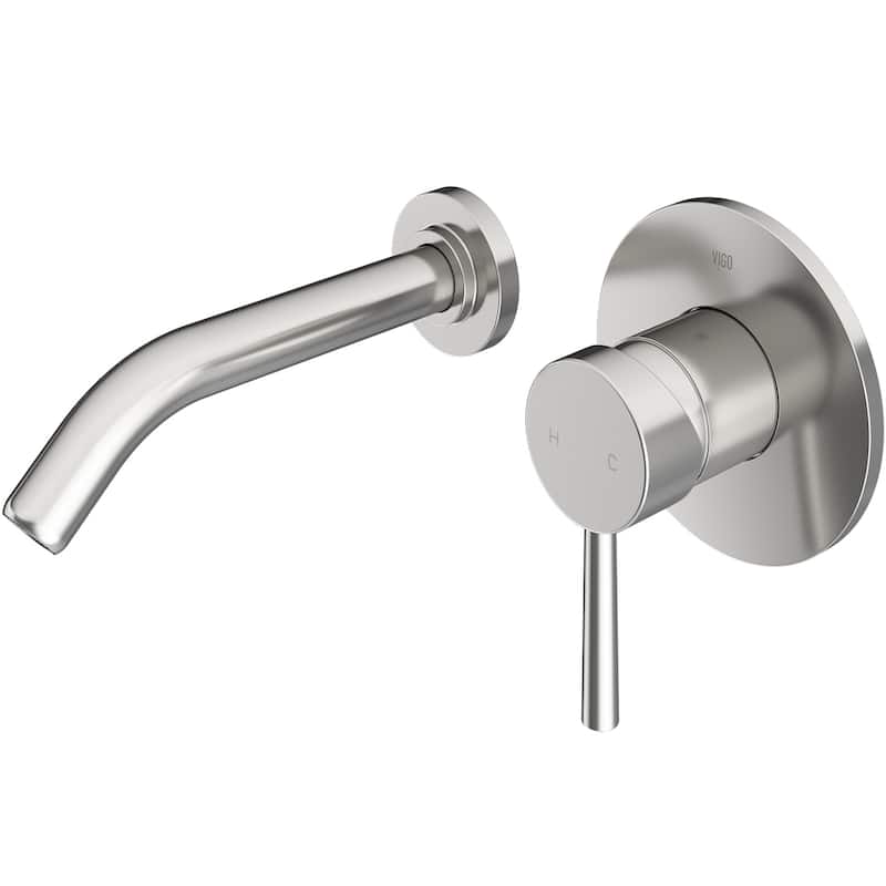 VIGO Olus 5" H Single Handle Wall Mount Bathroom Faucet - Brushed Nickel