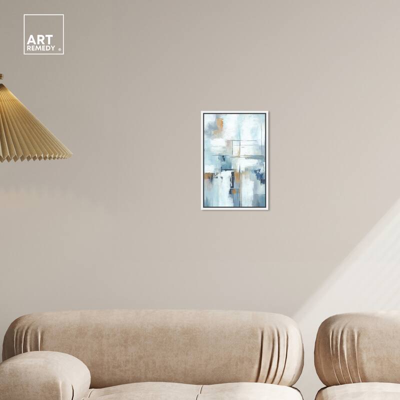 Art Remedy House Of Lines Ii Framed Blue Abstract 1 Piece Canvas Wall Art