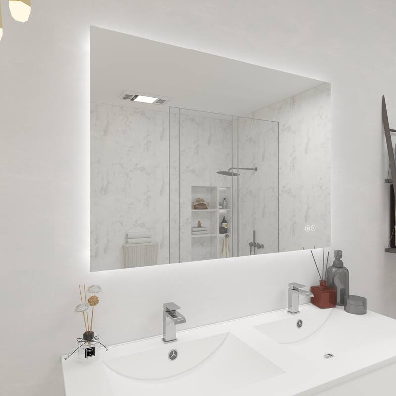 CB HOME LED Bathroom Mirror, Lighted Wall Mounted Vanity Mirror, Anti-fog, Backlit, Dimmable, Frameless, Horizontally/Vertically