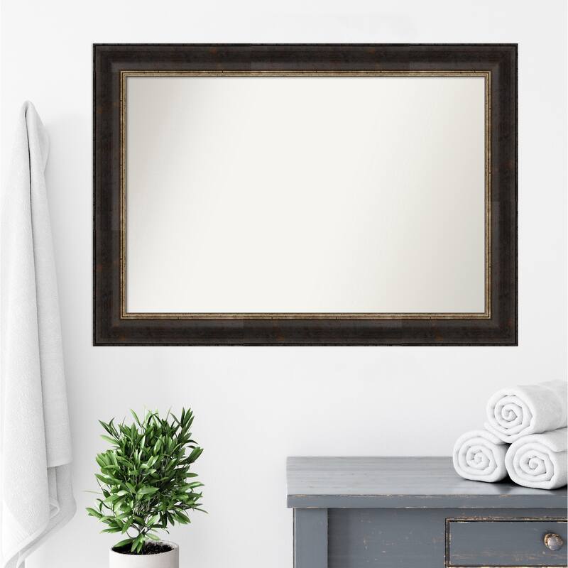 Non-Beveled Bathroom Wall Mirror - Varied Black Frame - Varied Black