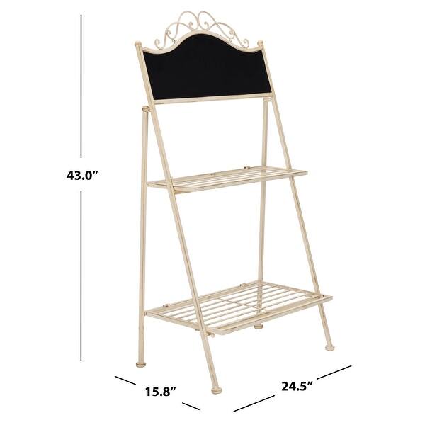 dimension image slide 2 of 3, SAFAVIEH Outdoor Living Natum Victorian Iron 2-Tier Plant Stand. - 24.5" W x 15.8" L x 43" H