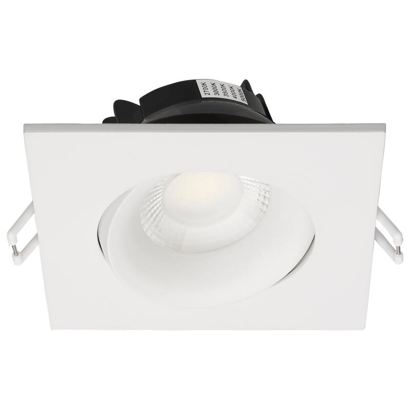 12W LED Direct Wire Downlight Gimbaled 3.5In CCT Selectable Square Remote Driver White 840L