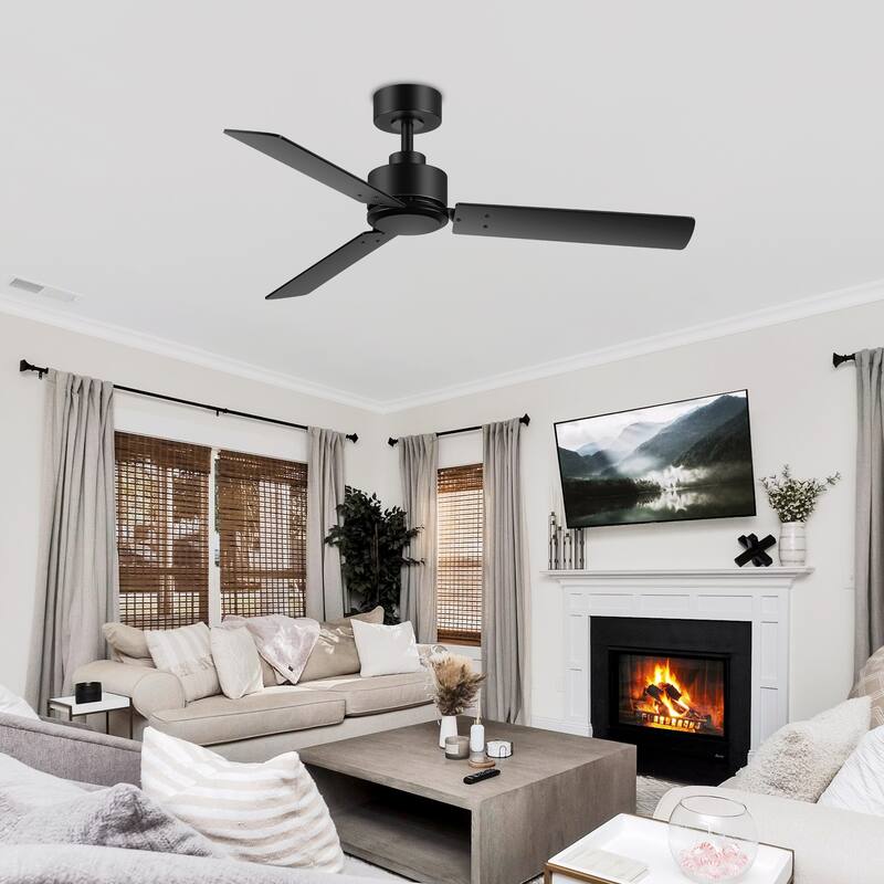 48-in Indoor Black Large Ceiling Fan without Light(3-Blade)