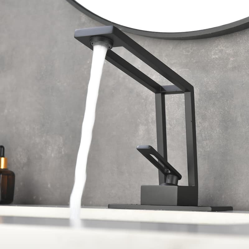 Single-Handle Bathroom Faucet for Sink with Deckplate, Single-Hole Basin Faucets