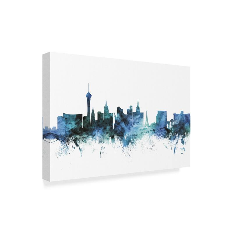 Michael Tompsett 'Las Vegas Nevada Blue Teal Skyline' Canvas Art