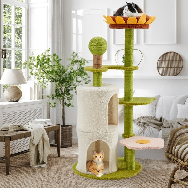 EROMMY Sunflower Cat Tree Tower undefined Stylish Cat Condo with