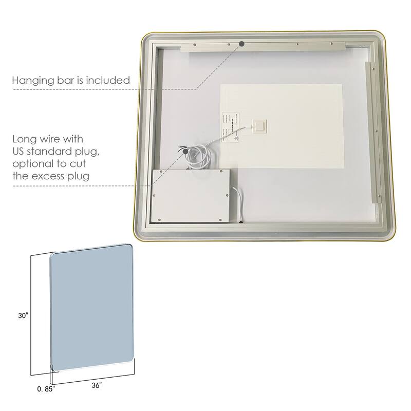 Altair Viaggi Rectangle Framed LED Lighted Wall Mirror