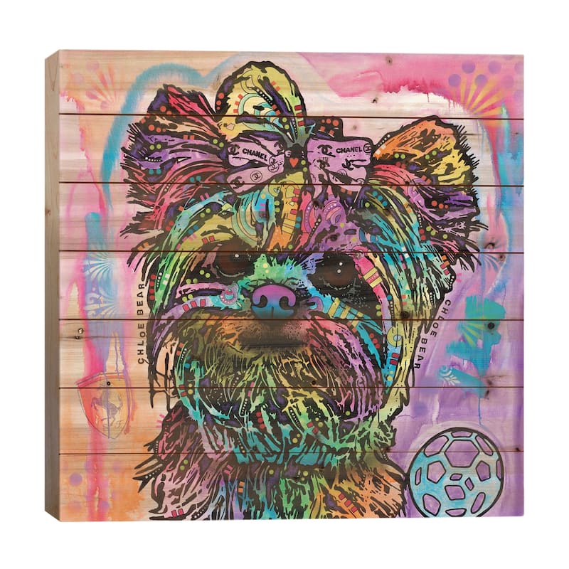 Chloe Bear Print On Wood by Dean Russo - Multi-Color - 26x26x1.5