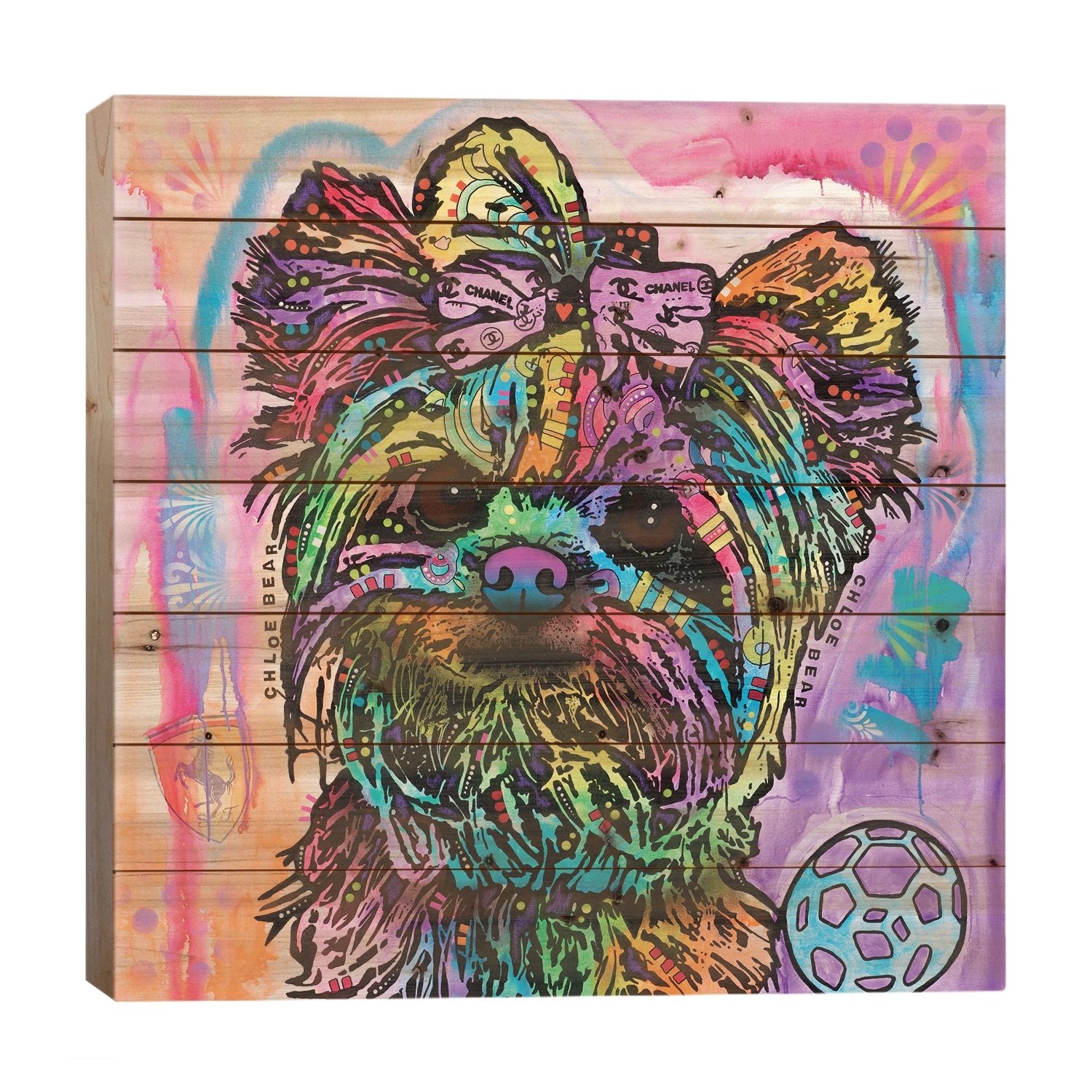 Chloe Bear Print On Wood by Dean Russo - Multi-Color