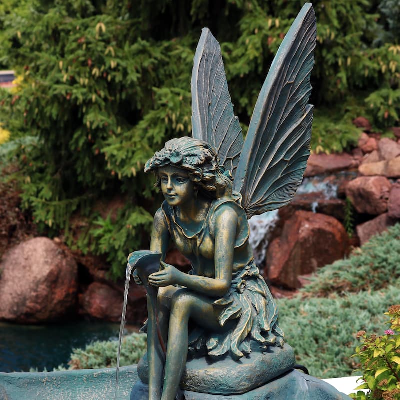 Fairy Shell Outdoor Water Fountain Garden & Backyard Feature - 30"