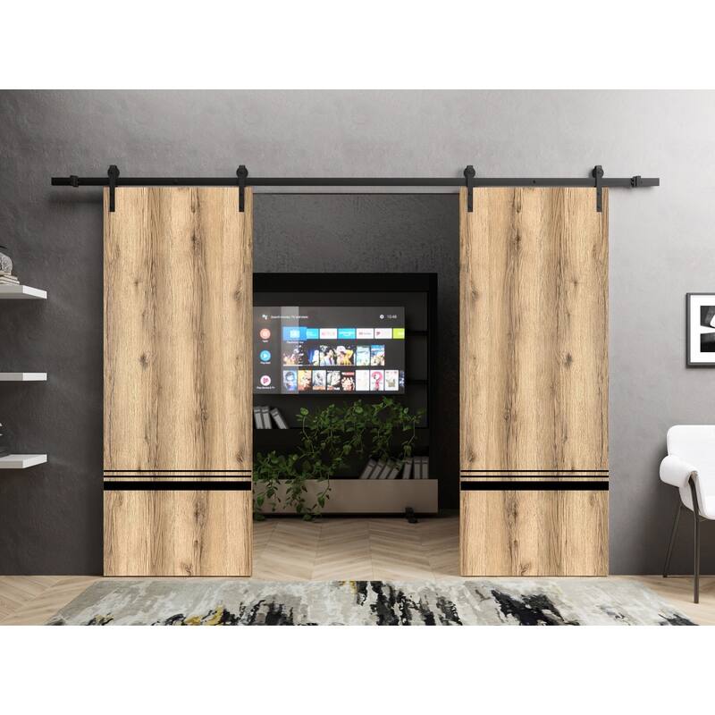 Sturdy Double Barn Door 36 x 80 with Planum 0012 Oak with 13FT