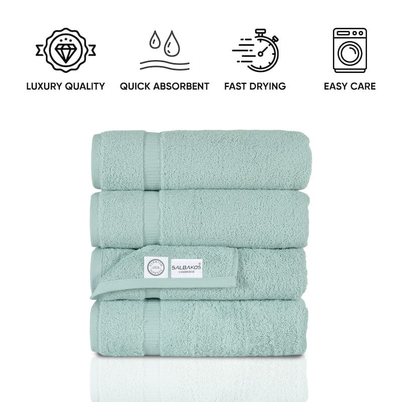 Salbakos Cotton Bath Towels Turkish Cotton Soft Absorbent Set of 4 - 27x54
