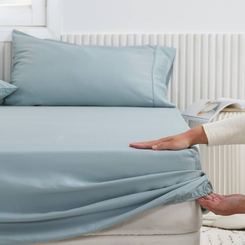 Twin Ducks Inc Rayon from bamboo 15" Fitted Sheet - Twin XL - Spa Blue