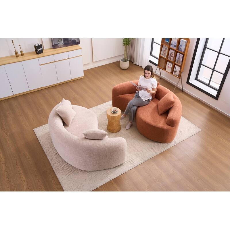 Single S-Curved Chenille Sofa Chair, No Assembly