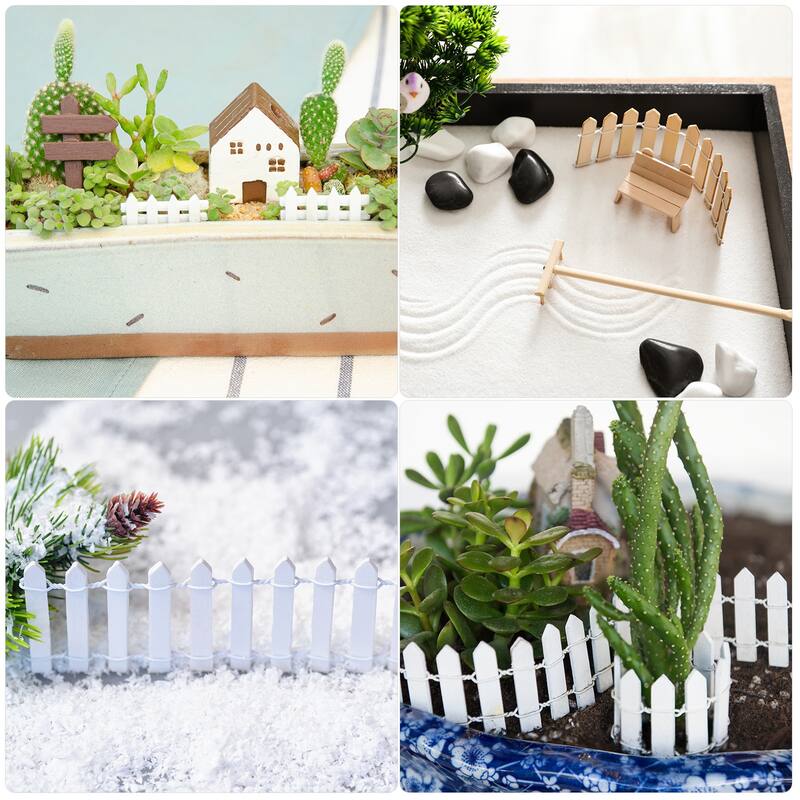 2pcs 35 Inch Miniature Garden Fence, Mini Ornament Wood 0.1" Multicolored