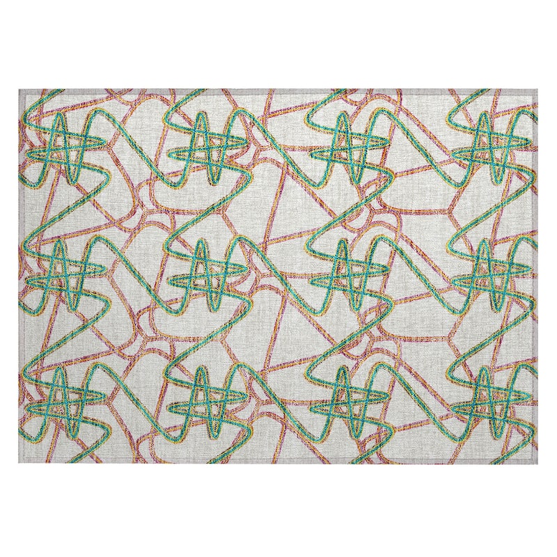 Machine Washable Indoor/ Outdoor Contemporary Links Chantille Rug
