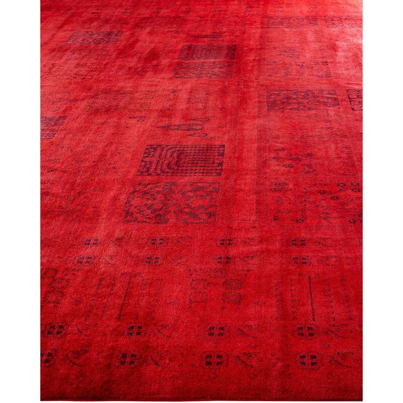 Overton Hand Knotted Wool Vintage Inspired Modern Contemporary Overdyed Orange Area Rug - 12' 3" x 18' 10"