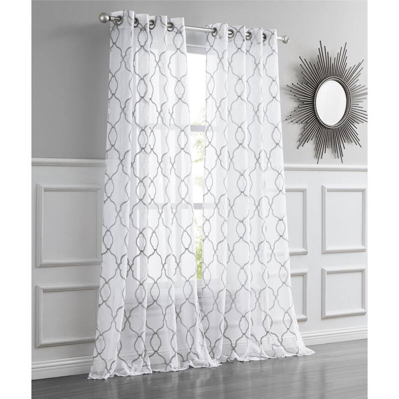 Dainty Home Springfield 3D Embroidered Lurex Grommet Single Panel Extra Wide Curtains - 54" x 84"