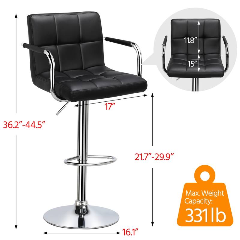 Yaheetech Bar Stools with 360-Degree Swivel and Adjustable Height- Set of 2
