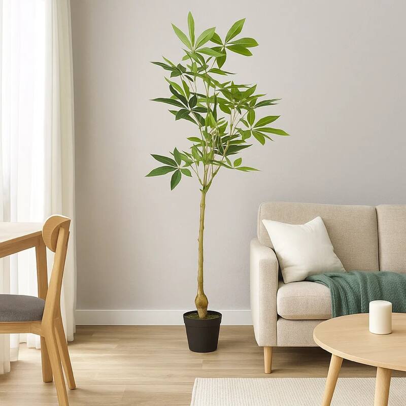 Leso Artificial Macrocarpa Plant, Hand Shaped Green Leaves 47 Inch