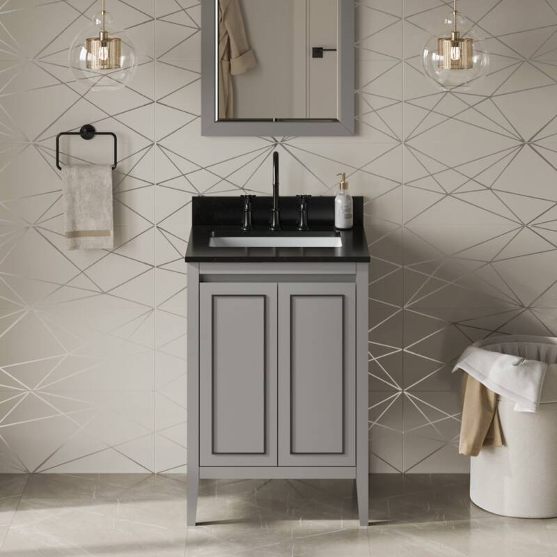 Jeffrey Alexander VKITPER24R-GRANITE Percival II 24" Free Standing - Grey / Black - Steel Finish