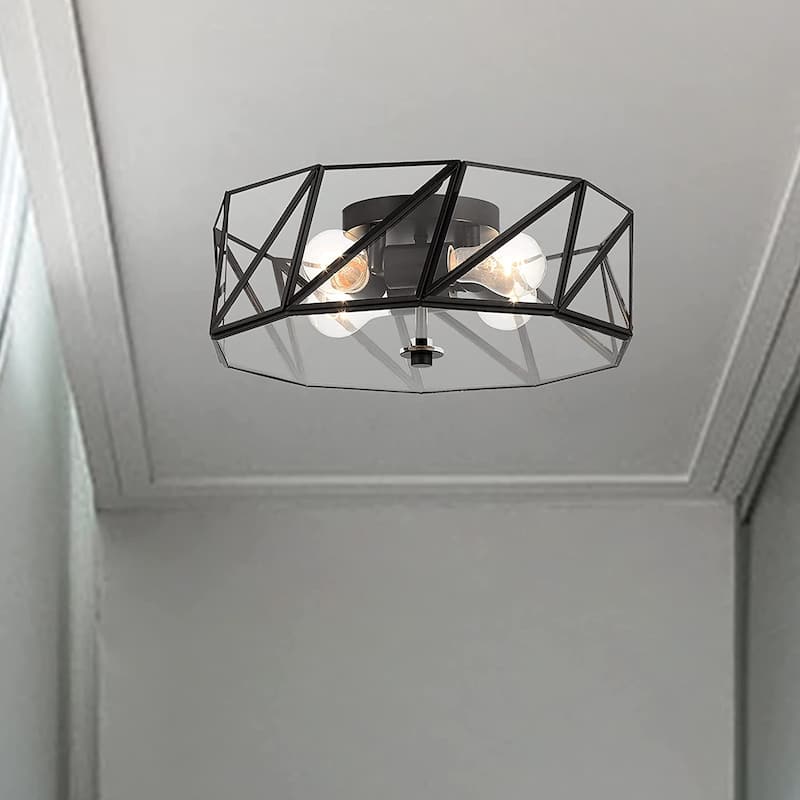 4 - Light 15.94" Unique/Statement Geometric Flush Mount - 5.51"Hx15.94"Wx15.94"D