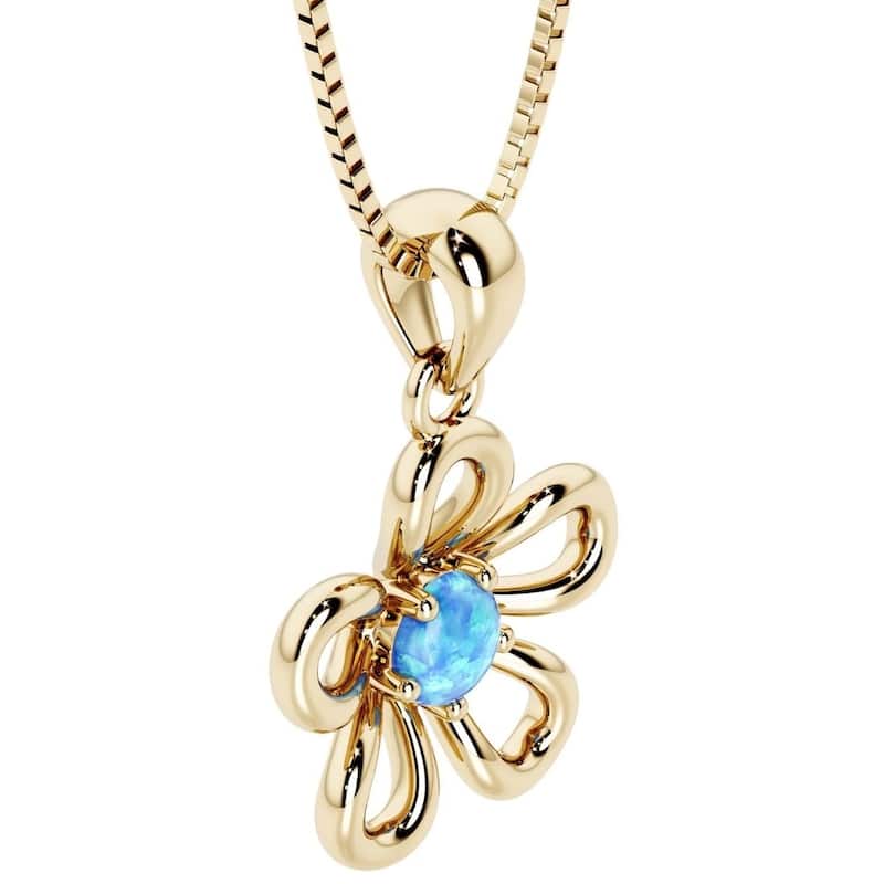 Oravo Gold Plated Sterling Silver Gemstone Flower Pendant