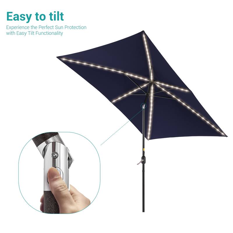 BONOSUKI 6x9FT LED Patio Market Umbrellas Table Umbrella w/Tilt Button