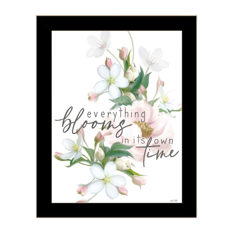 TrendyDecor4U Contemporary "Everything Bloom" Framed Print Wall Art - Black