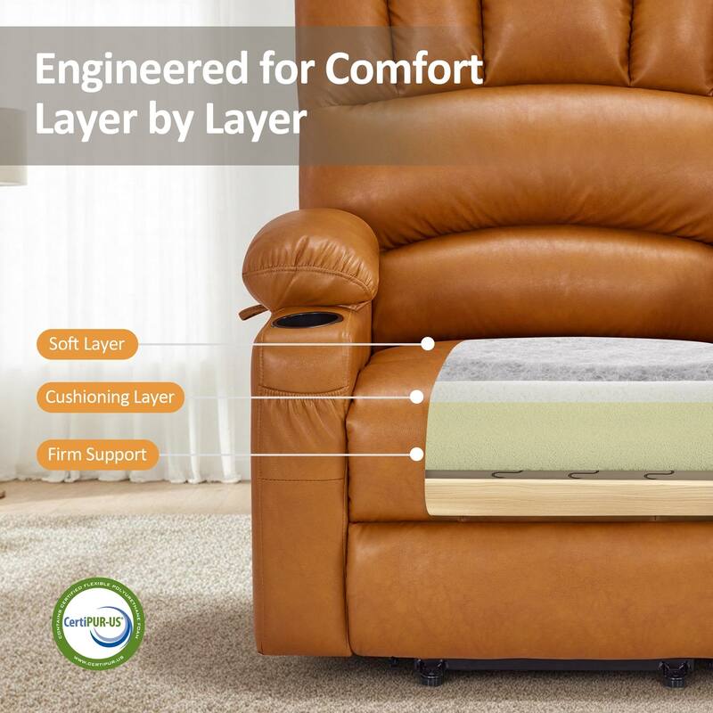 Power Lift Recliner Chair for Elderly, Massage and Heat, Faux Leather & Fabric