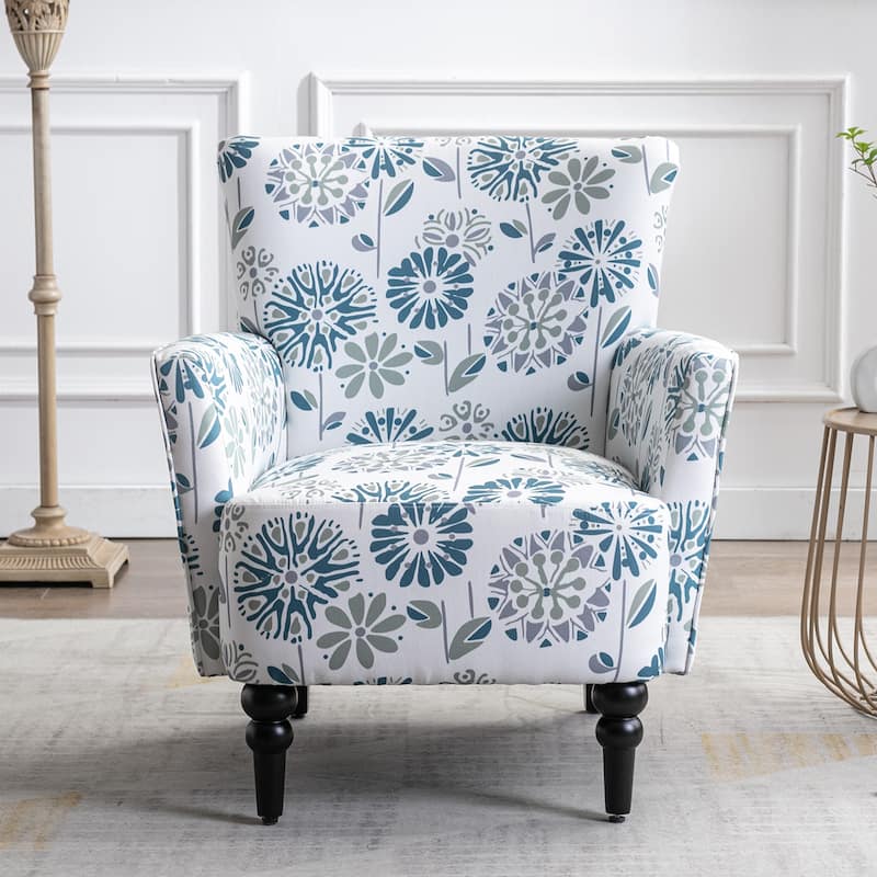 Armchair Modern Accent with Linen surface - White Line Linen