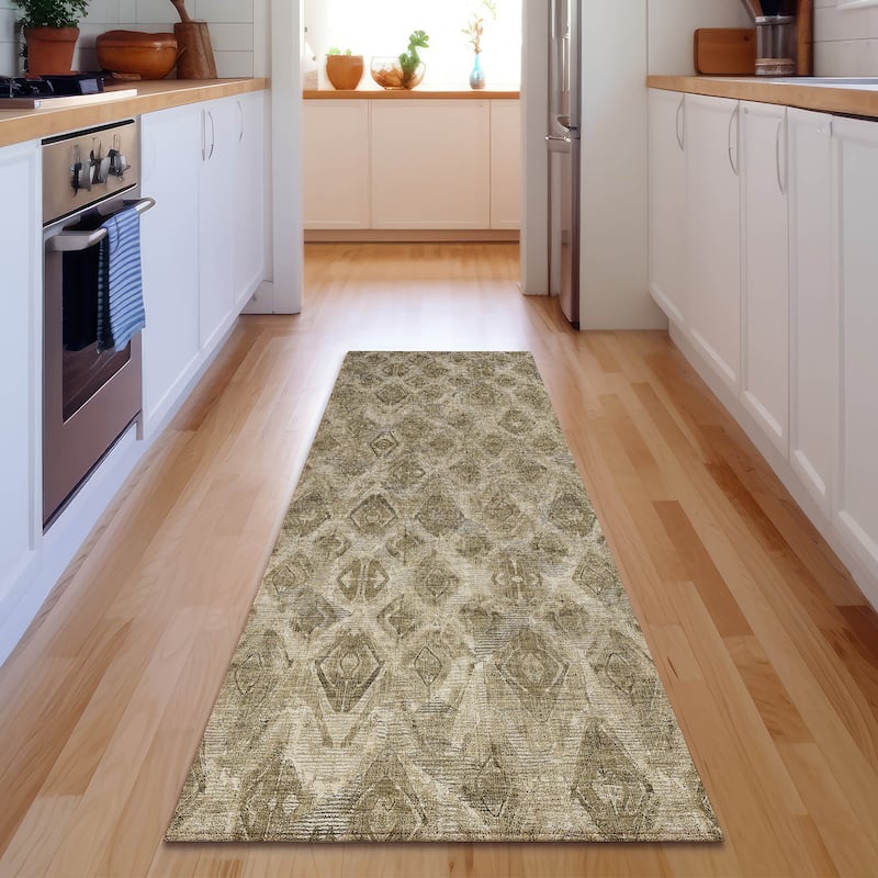 Premium Washable Super Soft Abstract Diamonds Mayfield Rug - Mocha - 2' 3" x 7' 6" - Runner