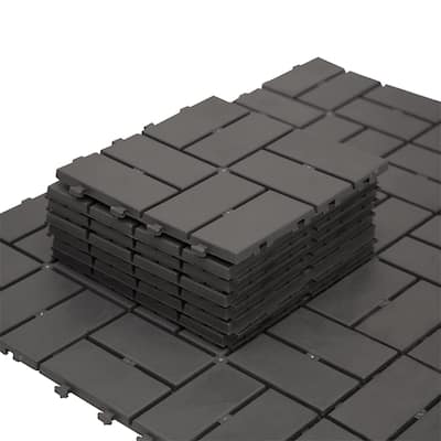 12"x12" Square Composite Decking Tiles, Patio Interlocking Deck Tiles(Gray, Pack of 9)