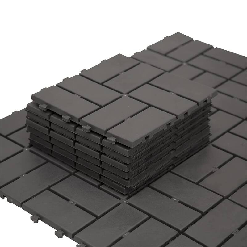 36 Pack Patio Interlocking Deck Tiles 12"x12" Square Composite Decking Tiles Slat Plastic Outdoor Flooring Tile