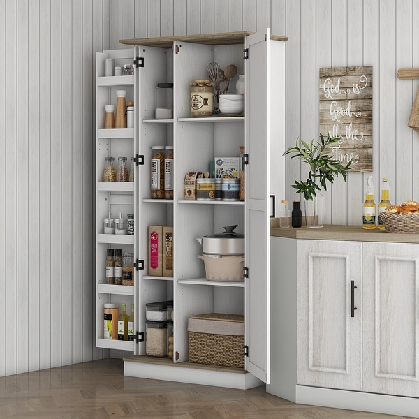 HOMCOM 70 Tall Kitchen Pantry Cabinet Modern Storage Cabinet with 6 Spice Racks and Adjustable Shelves Freestanding Cupboard On Sale Bed Bath Beyond 41627213