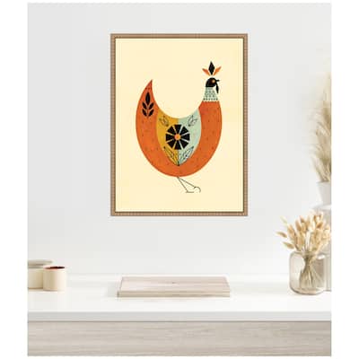 Kate and Laurel Sylvie Spring Chicken Framed Canvas by Amber Leaders