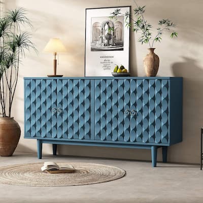 Modern Sideboard Buffet with Convex Pattern Doors for Living Room, Dining Room, Kitchen