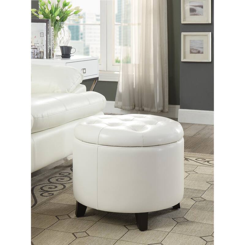 Storage Ottoman - Classic Upholstered Seat with Spacious Hidden Storage Compartment and Stylish Finish