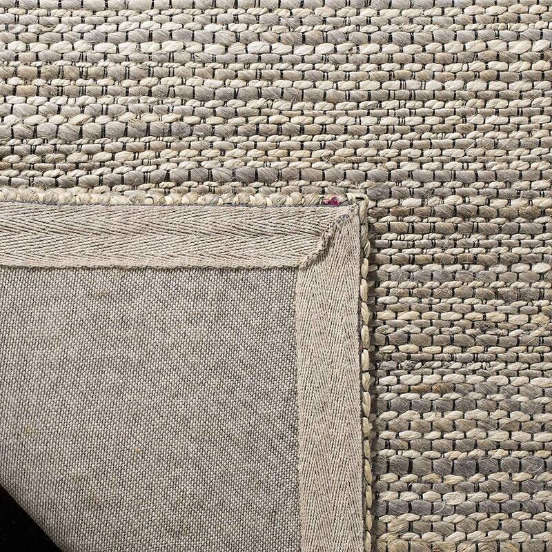 Handmade Jute Area Rug 6x9 Blue Ivory Geometric Living Room Bedroom Rug - 108 x 72