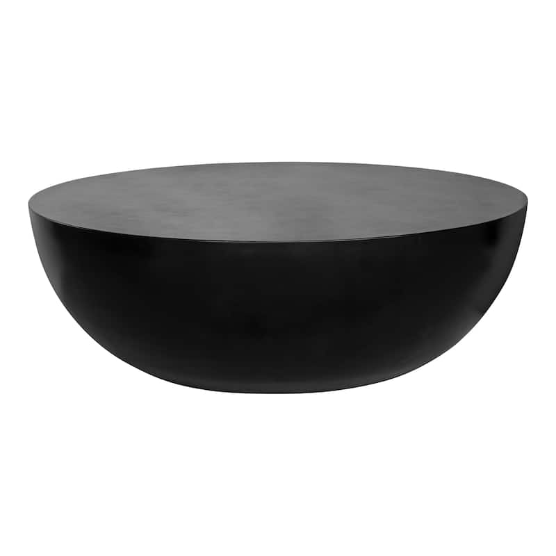 Aurelle Home Ina Modern Smooth Drum Coffee Table - Black