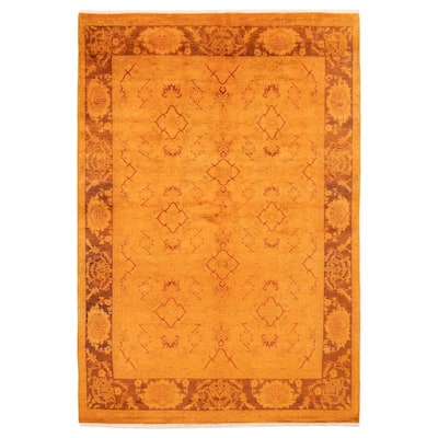 ECARPETGALLERY Hand-knotted Vibrance Light Orange Wool Rug - 6'2 x 9'1